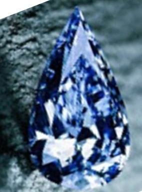 The perfectly symmetrical pear-shaped Blue Empress Diamond 