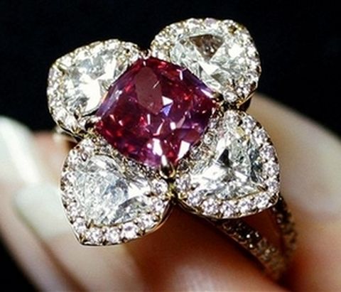 2.26-carat, fancy purplish-red, modified octagonal-cut diamond 