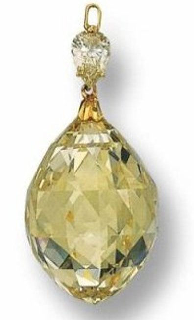 107.43-carat fancy yellow briolette-cut diamond 
