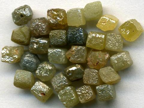 Cubic diamond crystals from Zaire in Africa