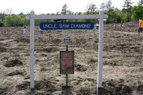 The exact spot in the Crater of Diamonds Park search area where the Uncle Sam diamond was discovered 